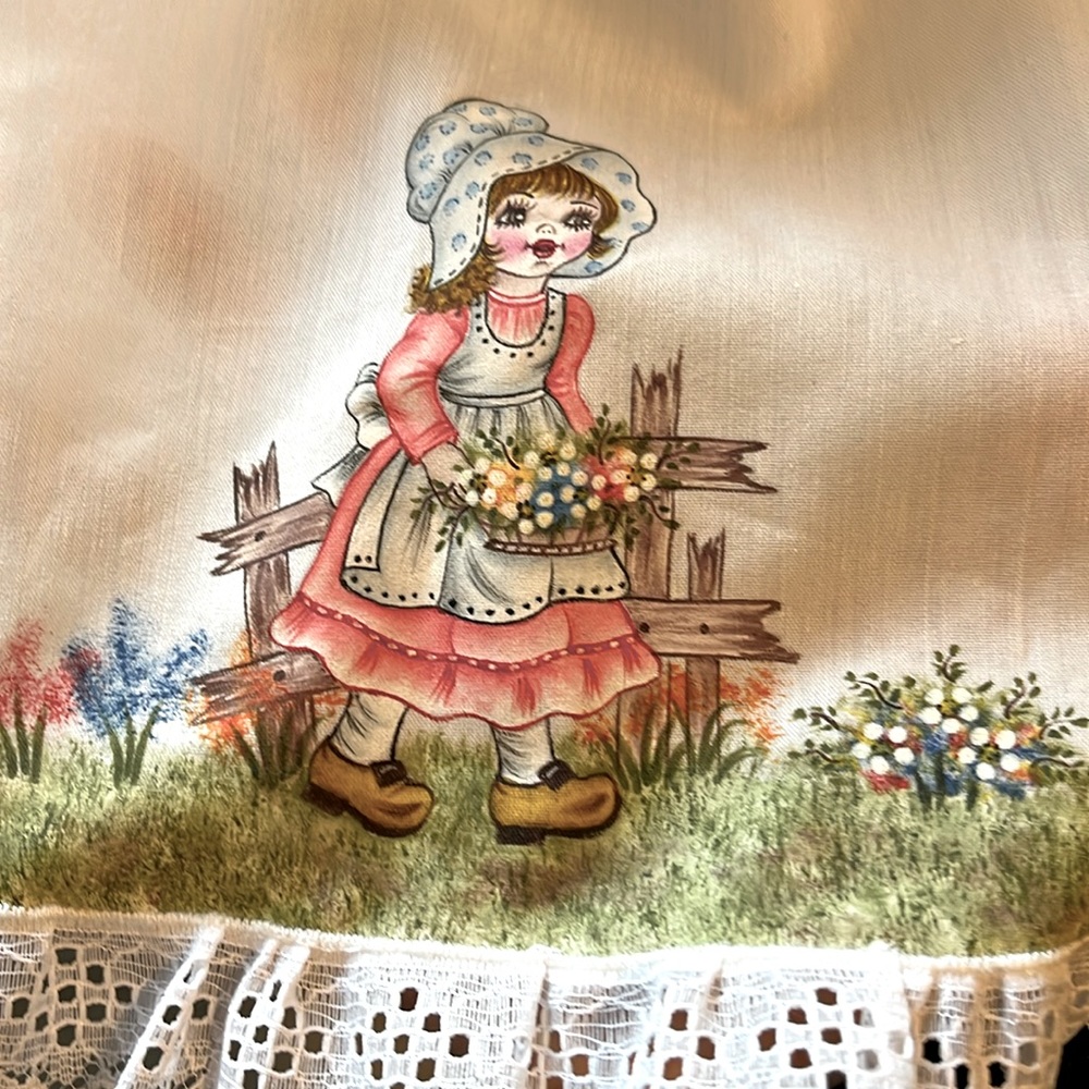 Vintage Hand Painted Girls Apron - Picture 2 of 7